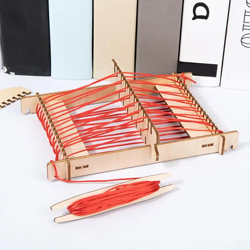 Funny Weaving Kit for Children DIY Traditional Wooden Weaving Craft Yarn Hand Knitting Machine Kids Educational Toy Gifts