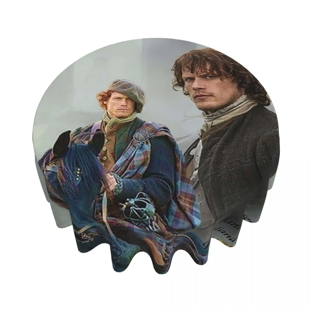 Jamie Fraser-Highland WarriorOutlande Waterproof Round Tablecloth Oilproof Table Cloth for Kitchen Events Dining Table Cover