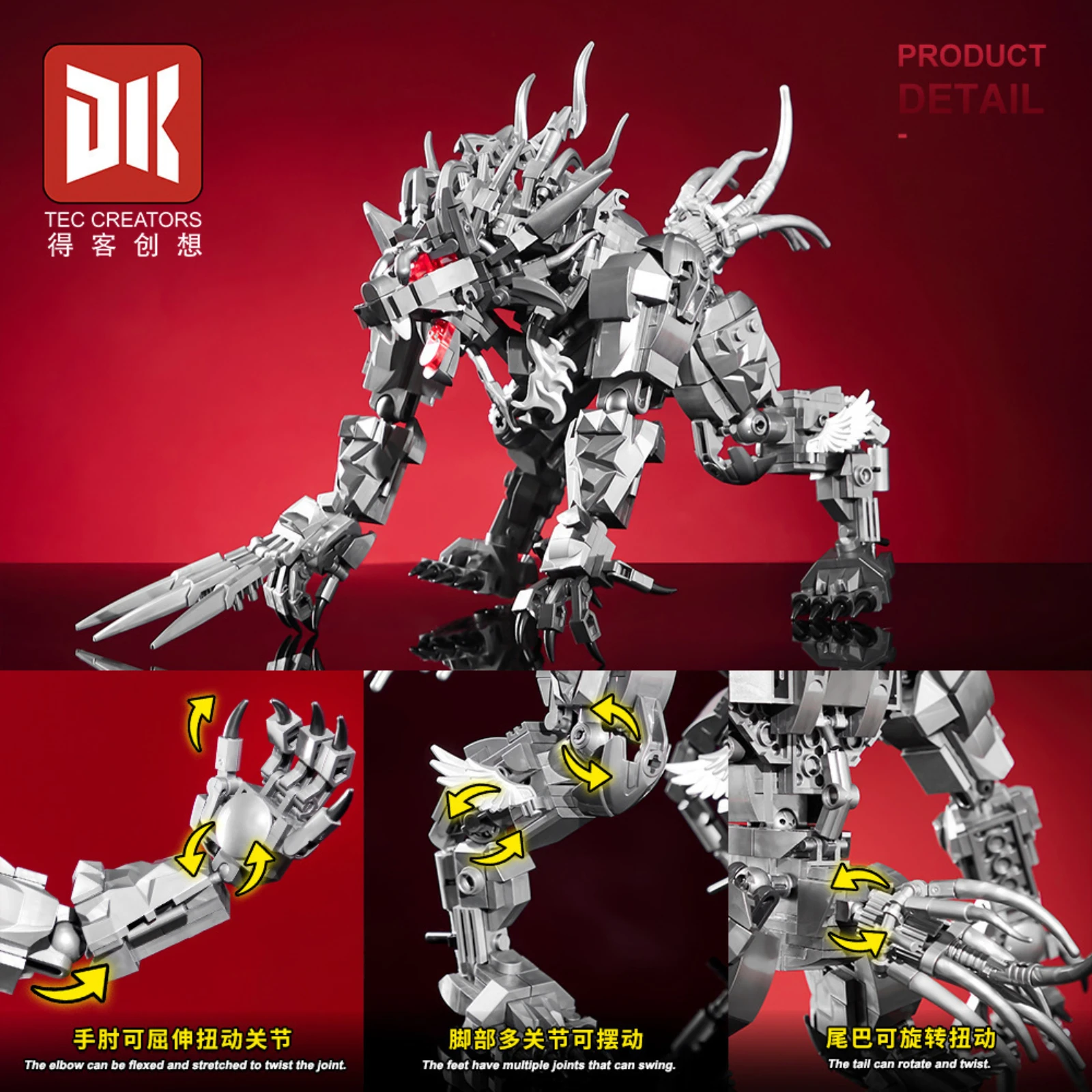 

DK7051 813PCS Mechanical Werewolf Model Building Blocks Small Particle Assembled Bricks Educational Toy Holiday Gift for Kid