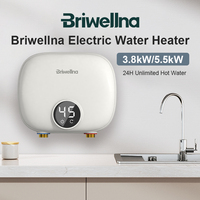 Briwellna Mini Tankless Electric Water Heater 110V/220V Under Sink Instant Hot Water Oversink Instantaneous Water Heater