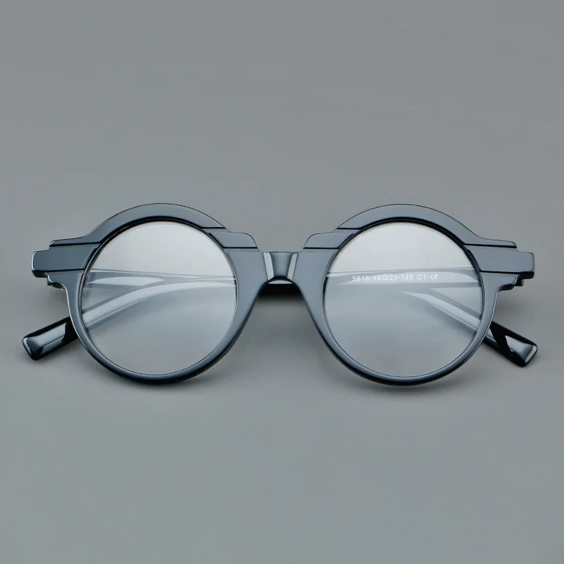 Vcka vintage acetat myopie brille rahmen runde frauen männer benutzer definierte optische rezept brillen luxus brillen-0,5 bis-10 – Detail 3