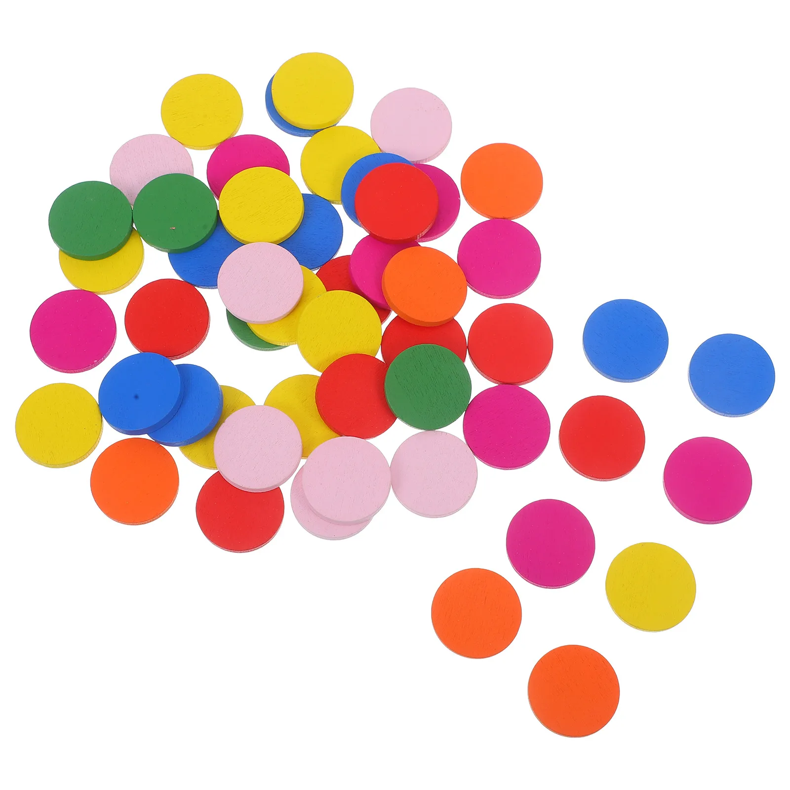 50pcs คณิตศาสตร์ช่วยสอนแผ่นไม้หัตถกรรมสี Tokens รอบไม้ DIY การศึกษาเครื่องมือ