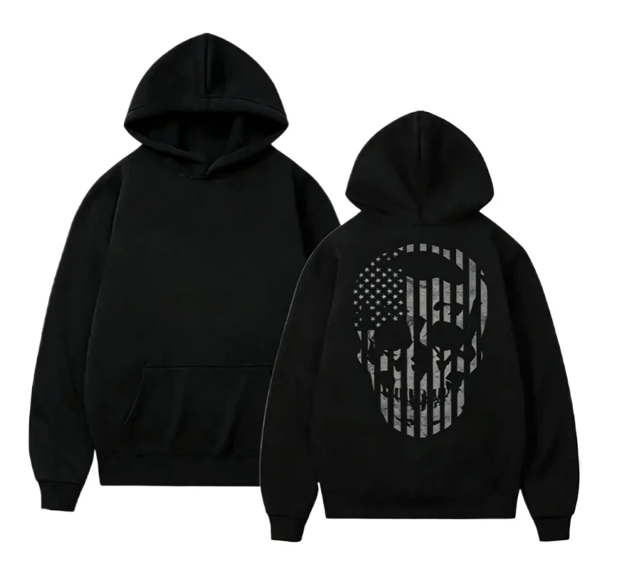 2026 Winter New Men Women Vintage Skull Print Hoodie Pocket Pullover Sweatshirt Autumn Winter Street Fashion Loose Hooded Tops