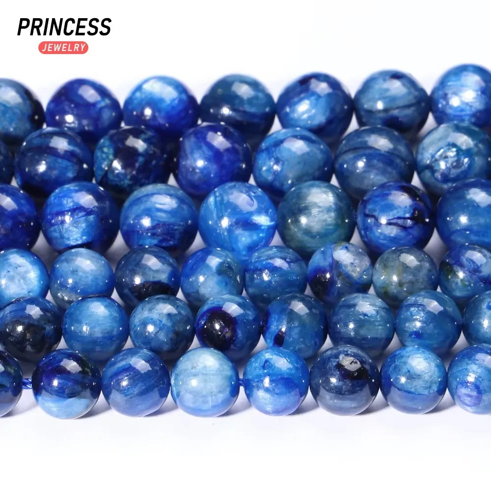 A+ Blue Kyanite Beads 6mm 7mm 8mm Loose Gemstone Beads for Jewelry Making Bracelet DIY Accessories