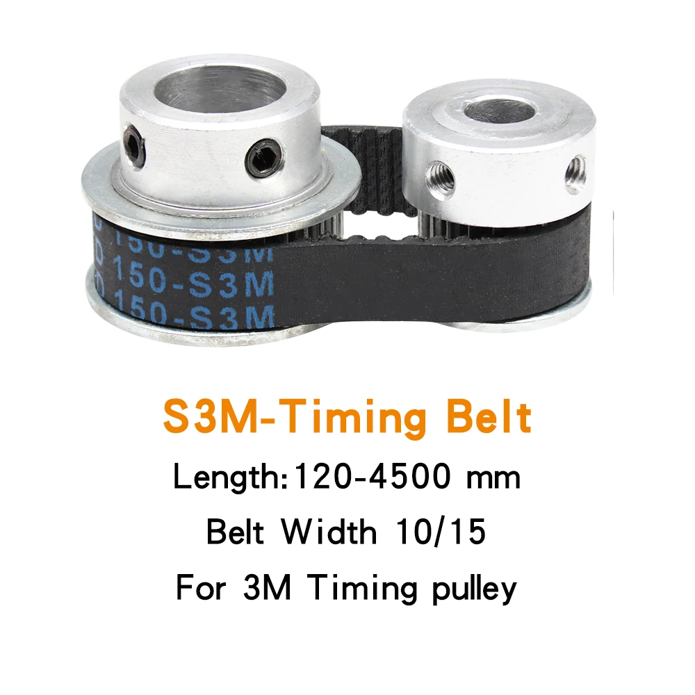 Rubber Belt S3M-120/123/129/138/144/150/153/159/162/165/171 Closed Loop Transmission Belt Teeth Pitch 3 mm For 3M Alloy Pulley