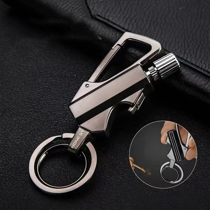 Outdoor Multifunctional Portable Matchstick Keychain Fuel Oil Lighter Metal Camping Ignition Tool Men's Small Tool Best Selle