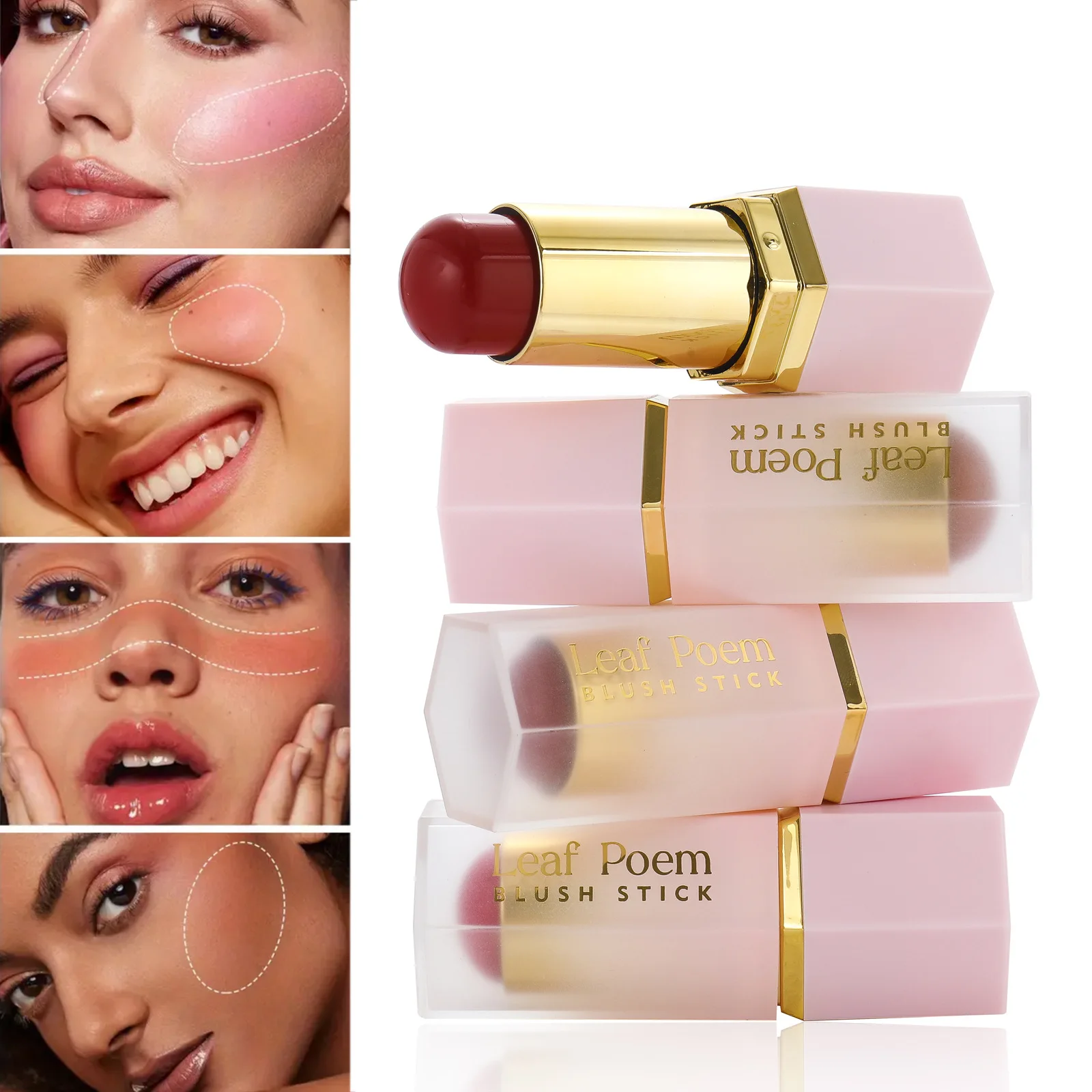 マットブラッシュスティック 2 in 1 クリーミー マルチユース チーク＆リップ用 ノン ドライ ブレンド可能 ナチュラル フラッシュ 軽量 ポータブル メイクアップ