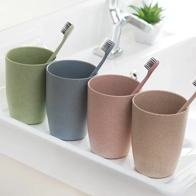 Wheat Straw Wash Cup Household Bathroom Toothbrush Holder Multi-color Choice Practical Classic Style Cylindrical 2020 New Style