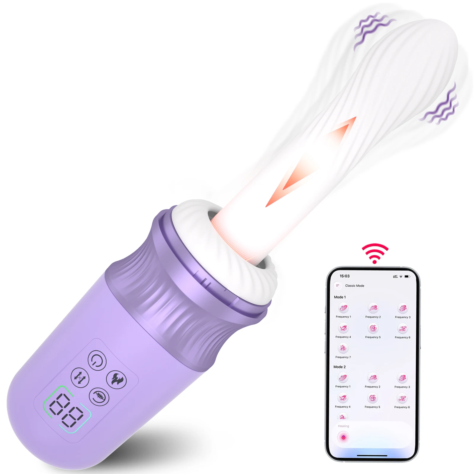 6 IN 1 Thrusting & Vibrating Heating Dildo APP Control G-spot Vagina Vibrator Masturbation Sex Machine Sex Toys for Women Couple