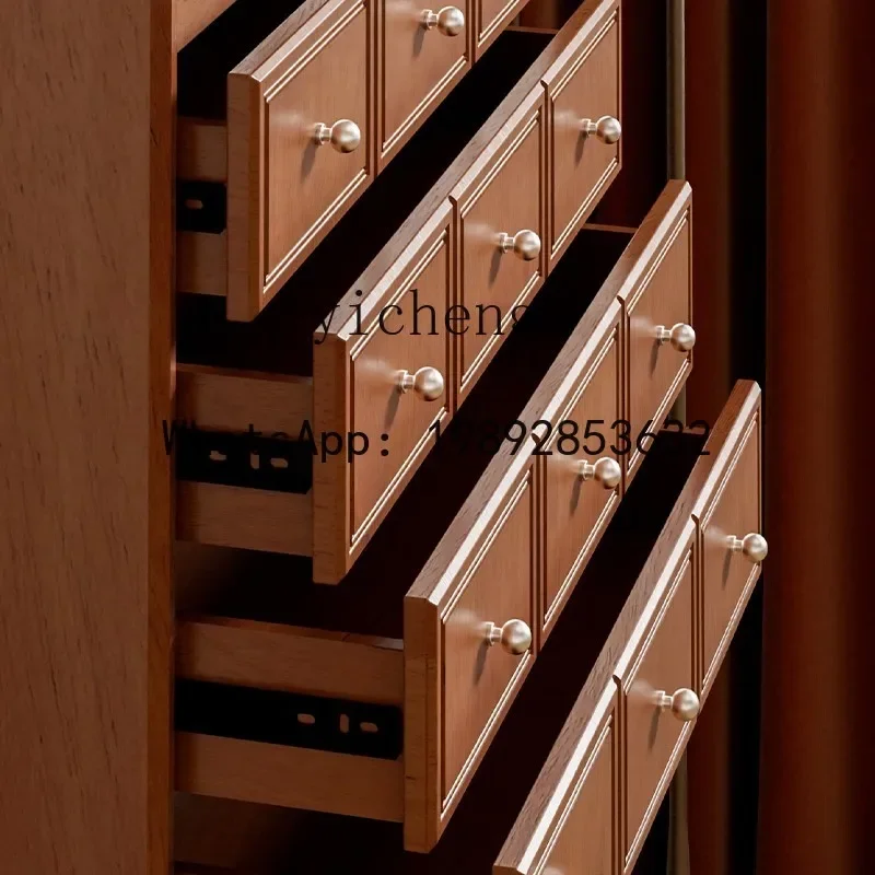 

W7- American retro solid wood bucket cabinet, living room against the wall storage, household bedroom bedside storage cabinet