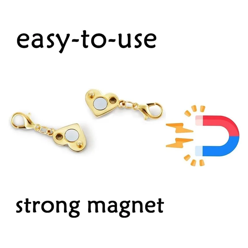 CYL-Heart Design Metal Magnetic Clasp Converter(6PCS), Gold& Silver Lobster Clasps For Necklaces, Bracelets