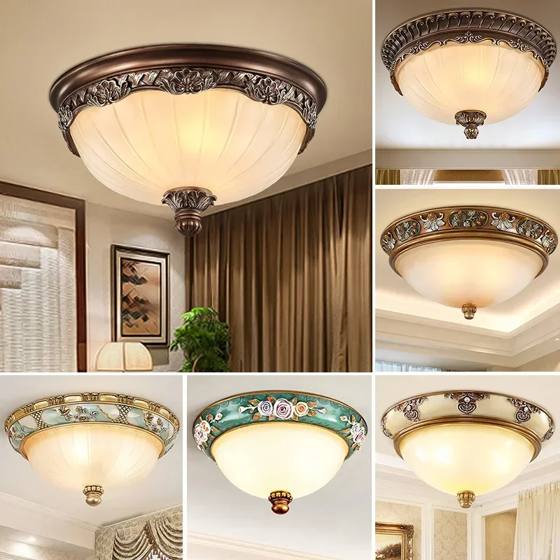 

European Nordic Home Round Ceiling Lamp for Bedroom Study Kitchen Aisle Balcony Room Decoration Resin Design Lighting Fixture