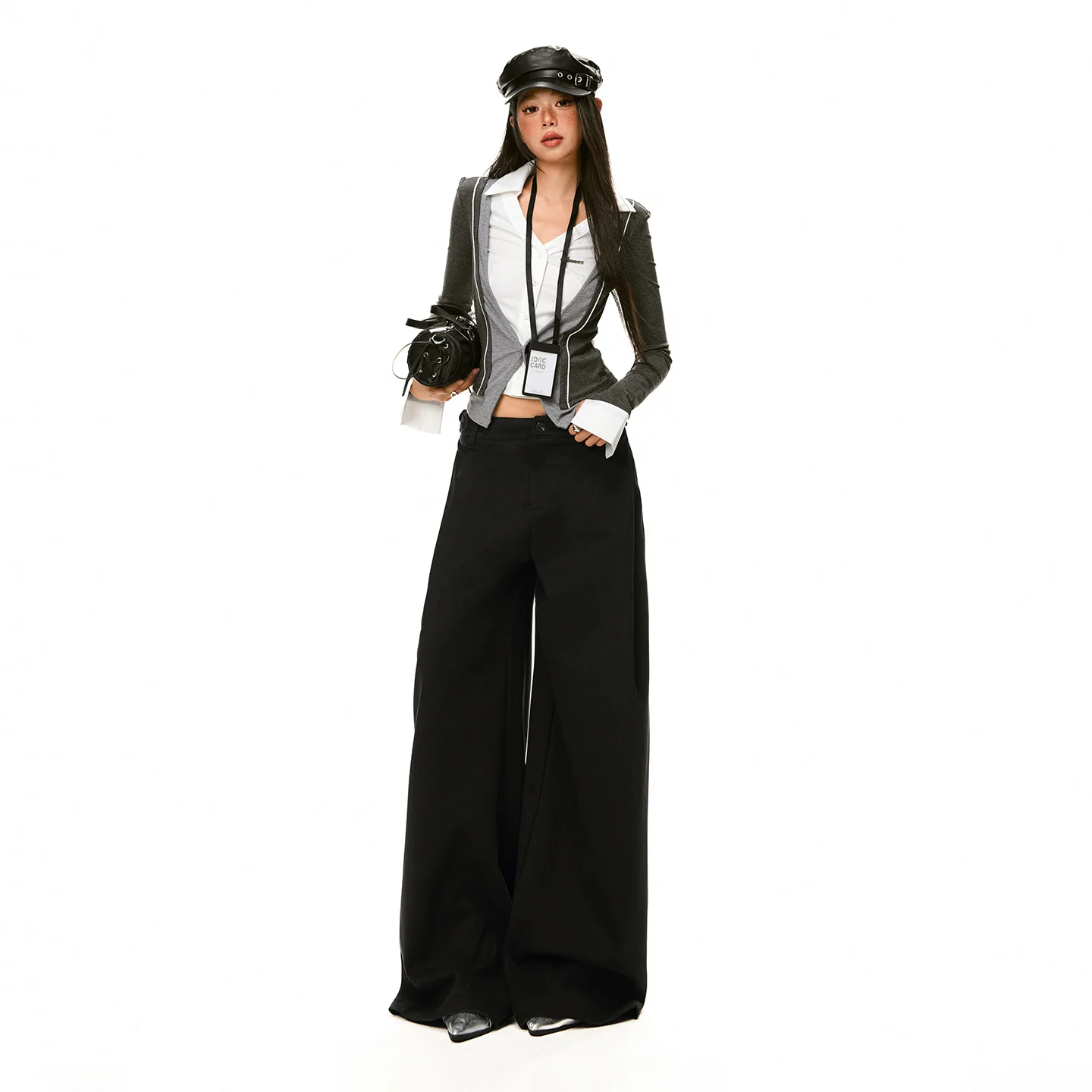 Woolen Wide Leg Pants for Women High Waist Adjustable Waist Loose Draped Fit Elegant Soft Office Casual Autumn Winter Trousers