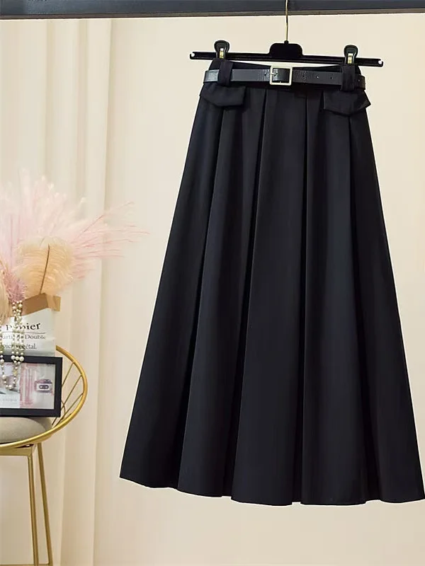 

ay плиссированная юбка-костюм с высокой талией длиной миди для похудения, женская мода, весна-лето, уличная корейская свободная юбка трапециевидной формы