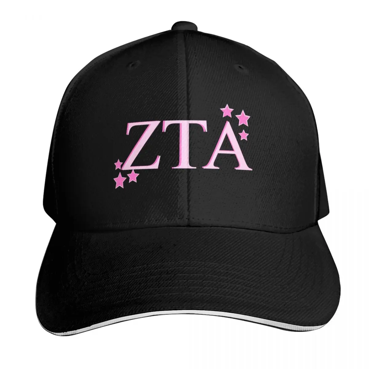 Pink Zeta Tau Alpha with Stars Baseball Cap Adjustable Buckle Closure Moisture Wicking Quick Dry Curved Brim Classic Fit