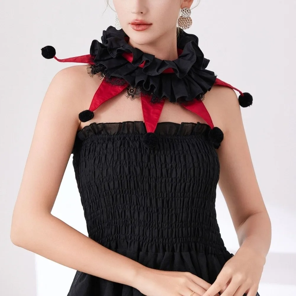 Ghost Bride Vintage Circus Clowns Ruff Collars Creative Detachable Bat False Collar Soft Retro Butterfly Chocker Cosplay