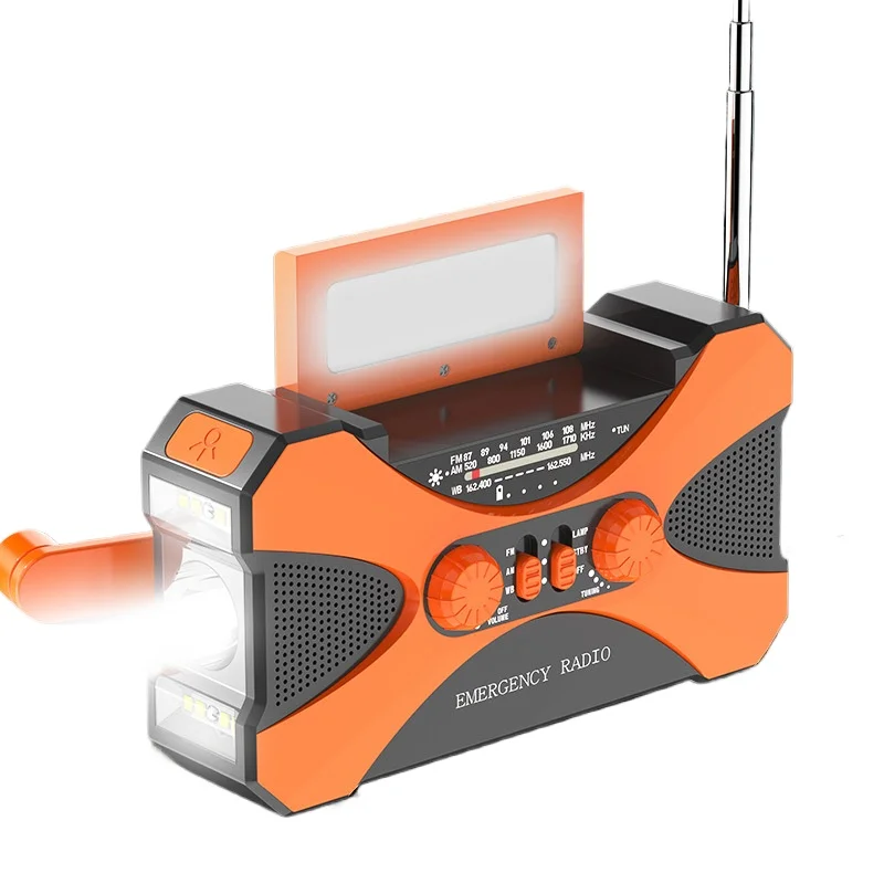 

Hand generator outdoor mini multi-functional disaster prevention emergency device solar flashlight radio power bank