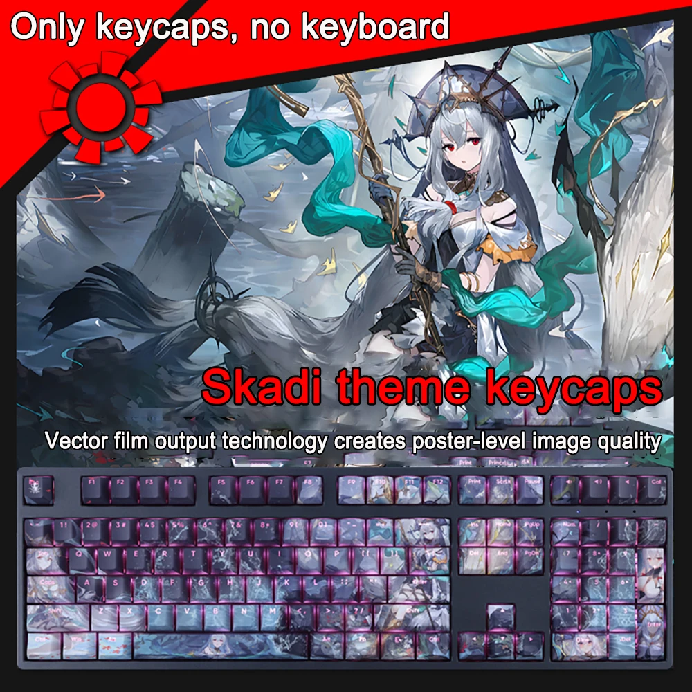 108 Keys/set Keycaps Arknights Keycaps Helicoprion PBT Dye Sub Backlit Keycaps Cartoon Anime Gaming Key Caps For ANSI 87 104 108