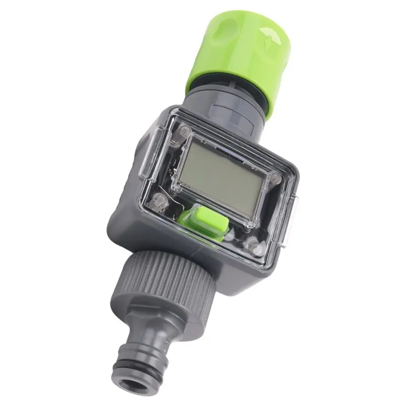 AB46-Digital Water Flow Meter IPX6 Outdoor Garden Hose Water Calculate Consumption Water Flow Rate 3/4Inch Thread Connectors