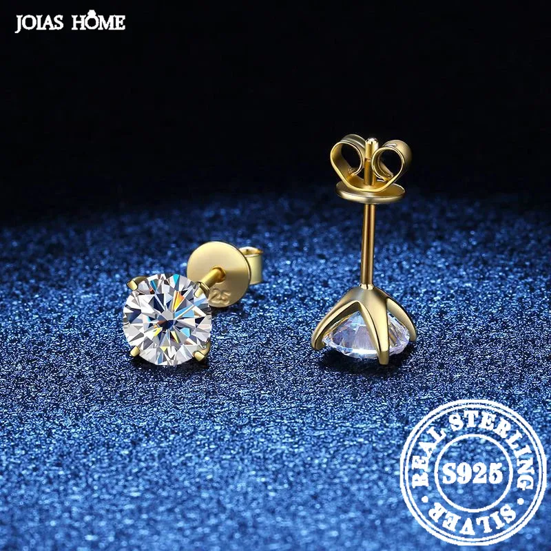 JOIAS HOME argento 925 D colorato Moissanite tre orecchini gioiello artiglio per le donne, stesso stile coppia regalo di san valentino