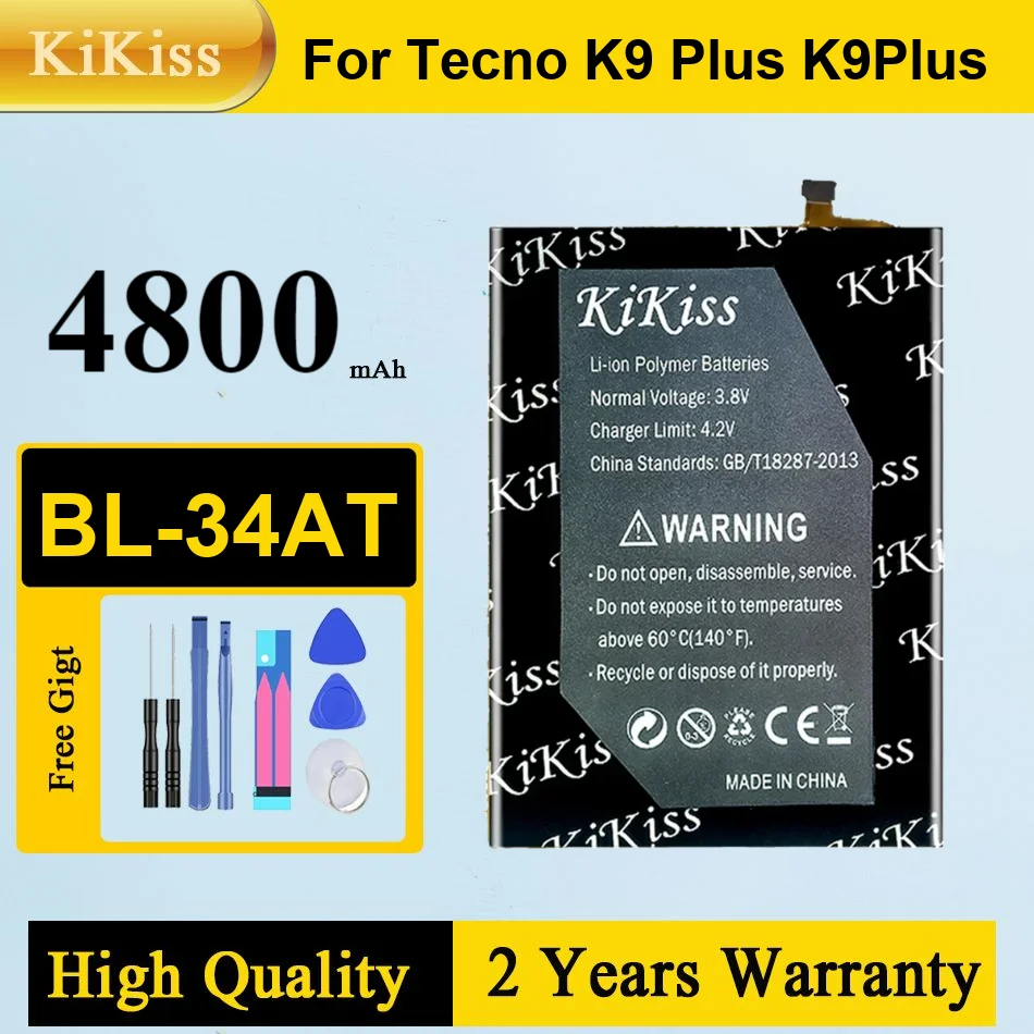 

Аккумулятор Kikiss 4800 мАч BL-34AT для Tecno K9 Plus
