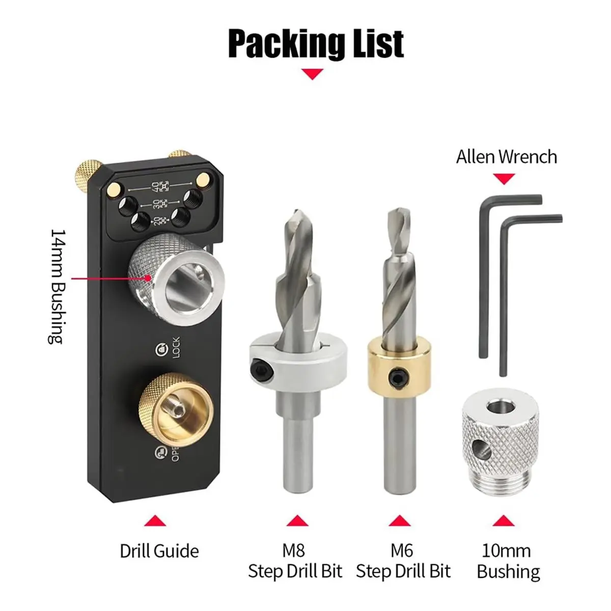 Aluminum Profile Drill Guide Access Hole Drill Jig with M6 and M8 Step Drill Bits for 20 30 40 Series European Standard