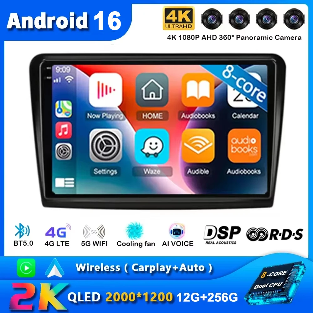 Android 16 For Skoda Superb 2 B6 2008 2009 2010 2011 - 2015 Car Radio Carplay Navigation Multimedia Player GPS WiFi+4G Video BT