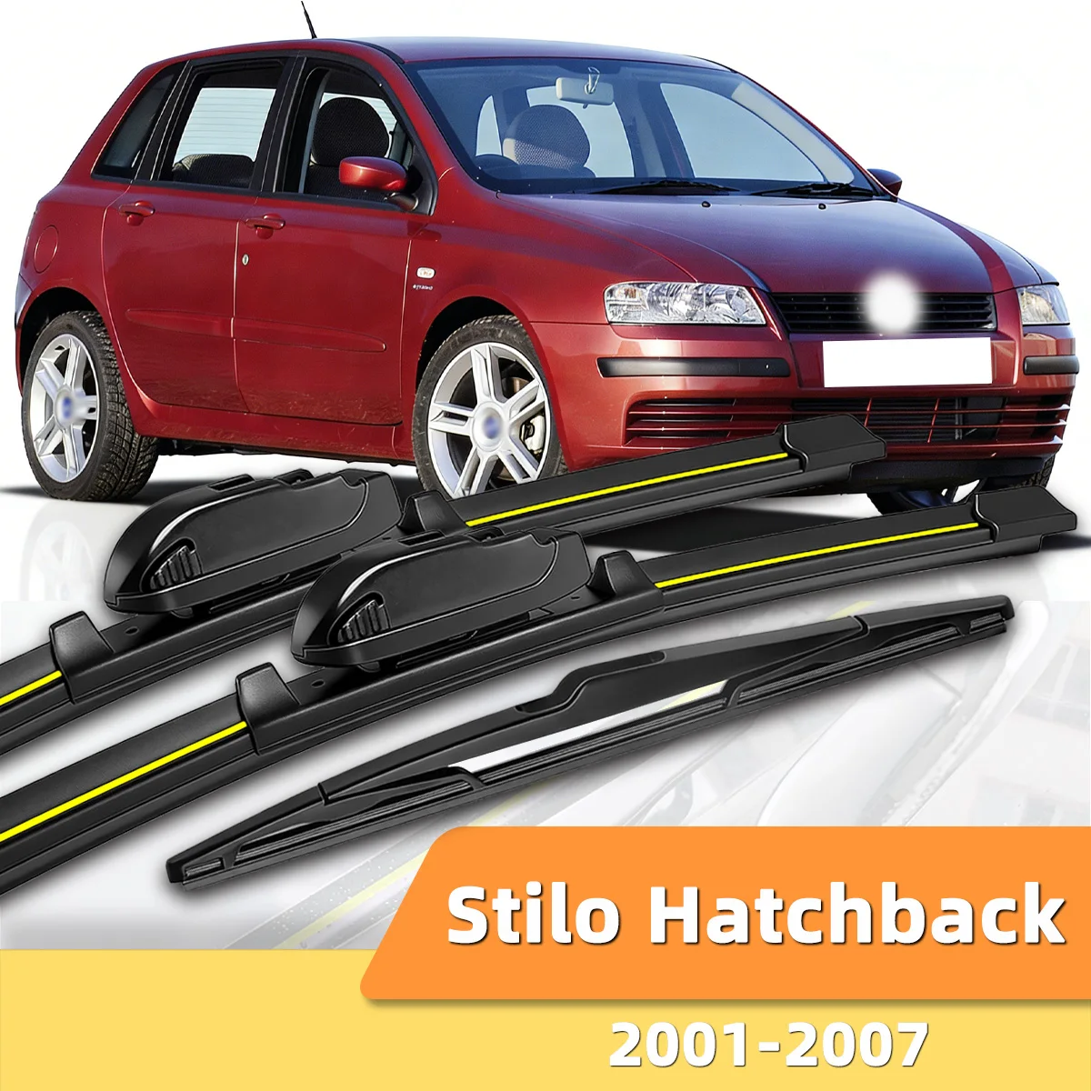 

3 шт. передних и задних дворников для Fiat Stilo Hatchback 2001-2007, автомобильные аксессуары для лобового стекла 2003 2005