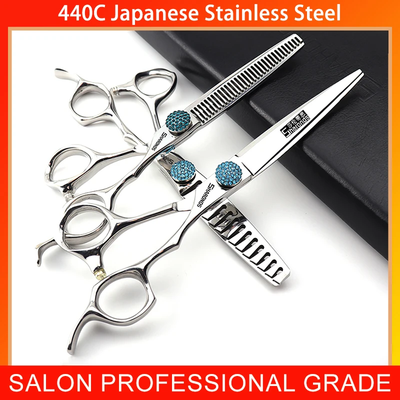 Kép: 6 hüvelykes Borbély Nyesőolló Vérbeli 440C Japán nyelv Rozsdaálló Frizura Mérő Fodrász Fogyasztás Mérő CNC haja Dugvány eszközök