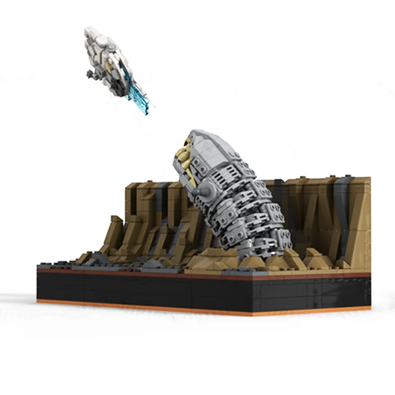 843pcs MOC Star Battle Series Micro Diorama : Falcon\'s Escape From Asteroid Worm Scenes Building Blocks Bricks DIY Boy Toys Gift