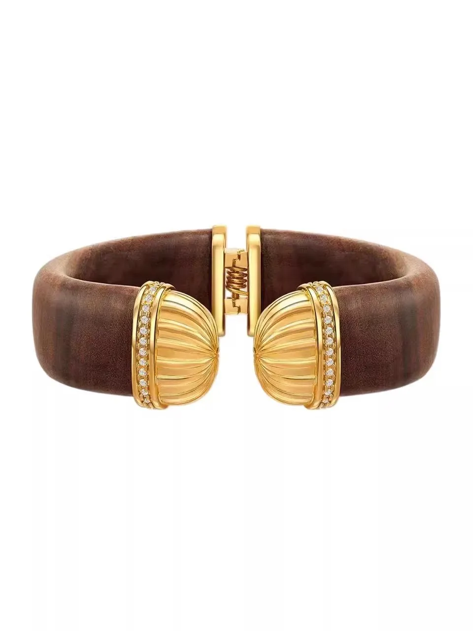 Gold  Pattern Wooden Metal Bracelet Luxury Subtle Commute Versatile Hand Jewelry Daily Match  out Fashion Accessory