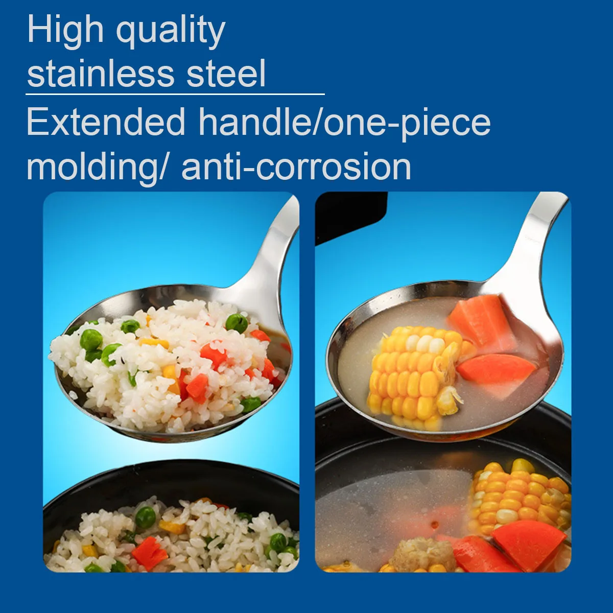 Custom Kitchen Stainless Steel Serving Spoon 9.8” Large Cooking & Serving Spoon with Ergonomic Handle - Durable, Rust-Resistant