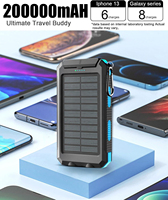 200000mAh Solar Power Bank Dual USB Travel Outdoor Portable External Battery Waterproof Powerbank For Camping Spare Battery