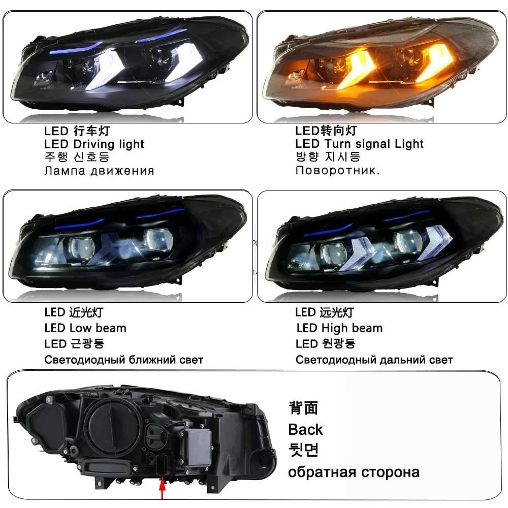 2 قطعة مصباح LED للسيارة لسيارة BMW 5 Series F10 2011-2013 2014-2017 520-523-525-528-530-535Li ، بدء التشغيل الديناميكي (أنظمة AFS غير مناسبة)