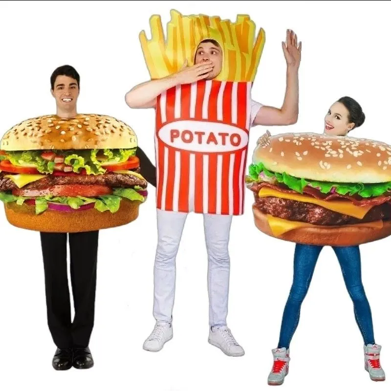

Halloween Restaurant Cosplay Food Performance Costume Burger French Fries Doll Performance Clothing Fast Food Restaurant