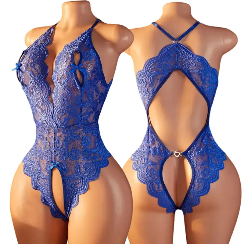 Super Hot Women's Crotchless Sex Lingerie Lace See Through Bodysuit Sexual Toys For Couples Adult 18 Porn Set One Piece Costume