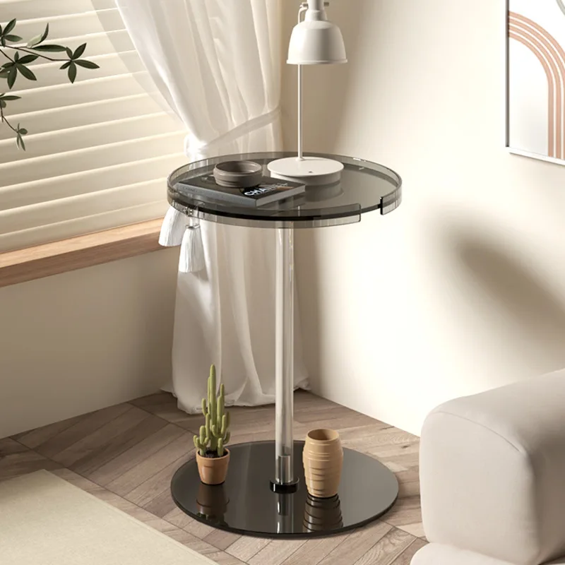 Artistic Beverage Desk, Italian Minimalist Nightstand, Modern Contracted Lounge Set Lucite Balcony Circular Stand