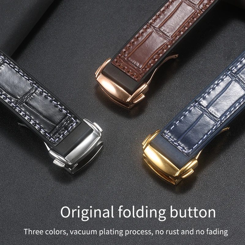 Для Omega Constellation 41 мм кожаный + ремешок из силиконовой резины 131.33/131.23 Мужской браслет 25x14 мм черный синий вогнутый браслет