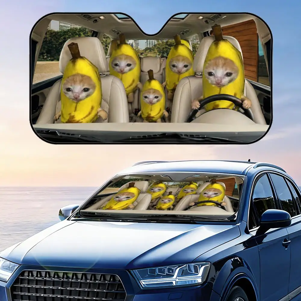 

banner cat Sun Visor Aluminum Foil Windshield Sunshade with Reflective UV Block Heat Insulation, Foldable Universal Fit
