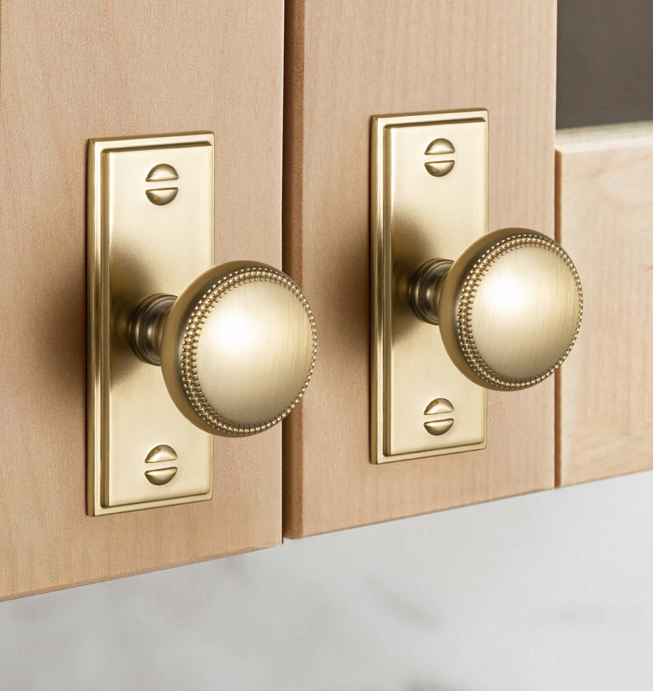 Goo-Ki 1.3''(33mm) Dia Antique Brass Cabinet Knob with Classic Square Backplate-6 Packed Retro Style Zinc Alloy Drawer Knobs