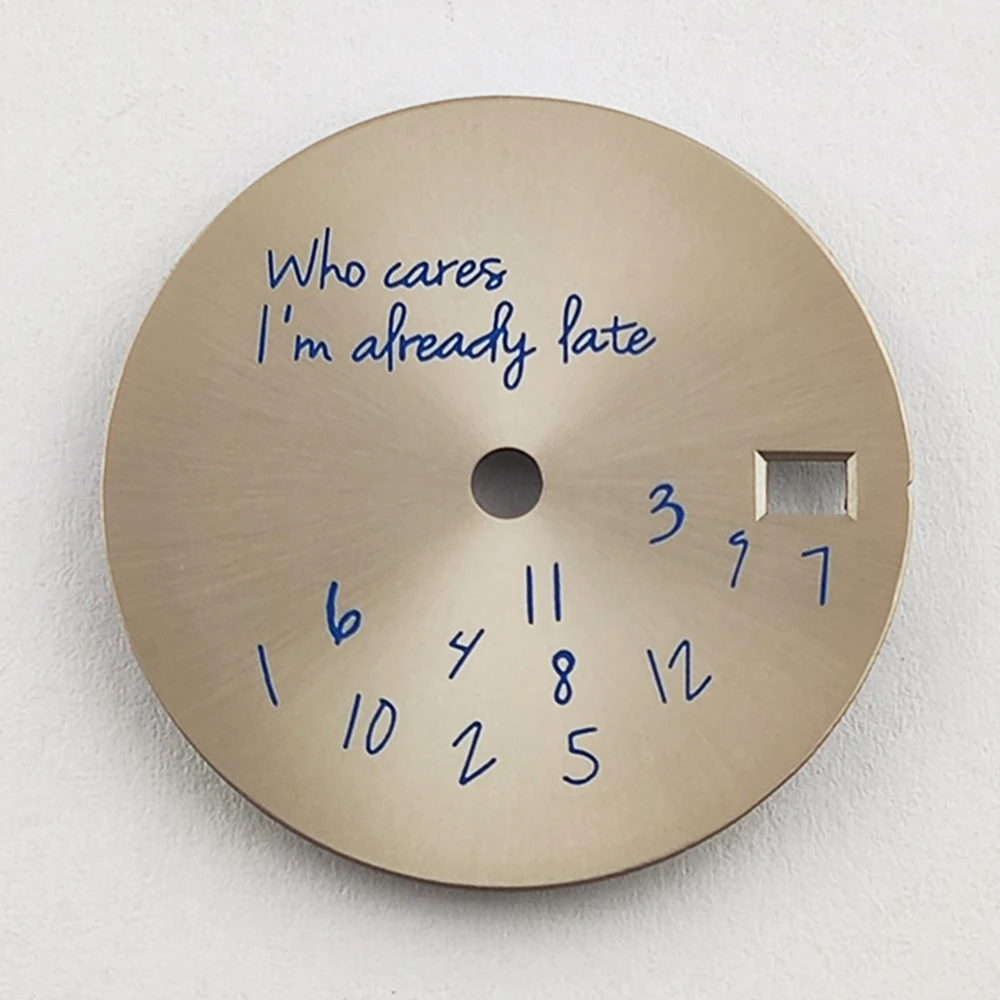 Quadrante dell'orologio da 28,5 mm Chi importa sono già in ritardo Quadrante nh35 Quadrante sterile Parti dell'orologio Nessun logo Quadrante dell'orologio adatto al movimento NH35/NH36