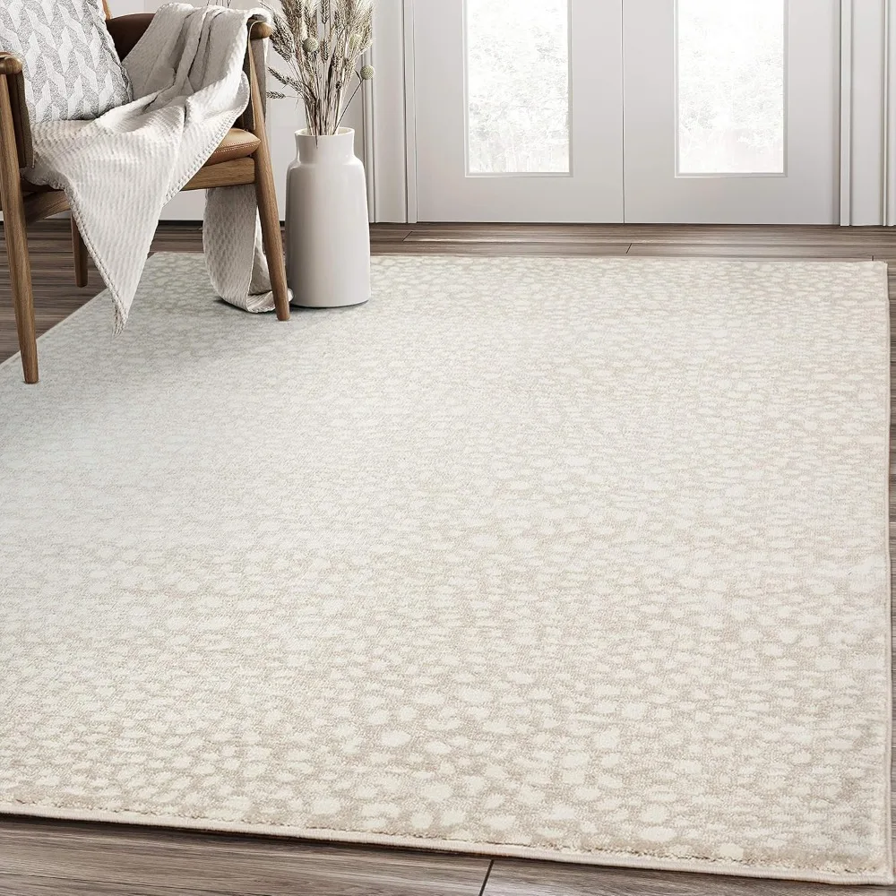 

Beige Cheetah Print 7'9"x10'2" Area Rug Rugs, Arto Collection - Contemporary Durable Accent Rug