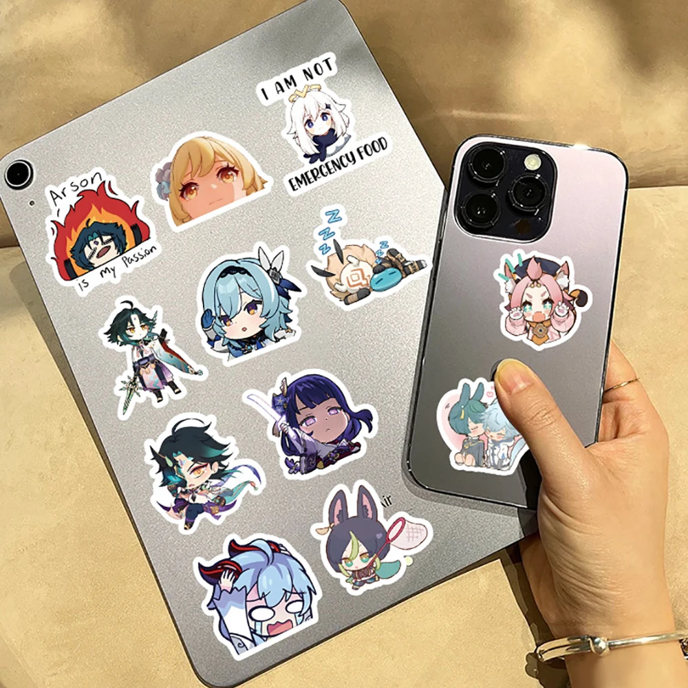 10/30/60pcs Anime Cartoon Genshin Impact Cute Stickers Waterproof Decal Laptop Phone Scrapbook Car Motorcycle Sticker Kid Toy