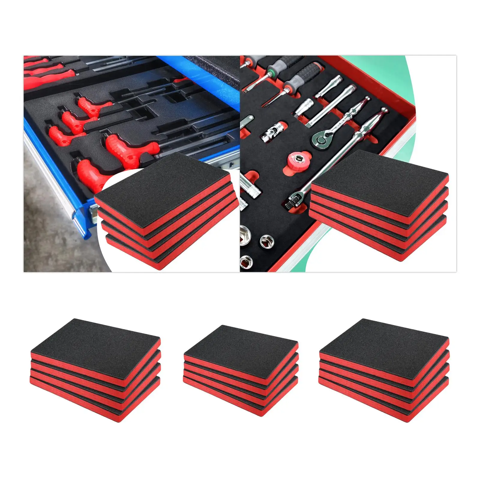 4 szt. pianki do skrzynki narzędziowej, do skrzynki narzędziowej typu hard case, przenośny organizer Kaizen, łatwy w użyciu, możliwość cięcia, wkładki z polietylenu do przechowywania