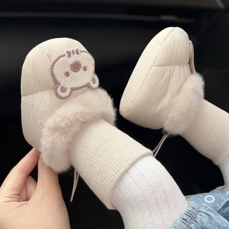 

Newborn Baby Fleece Lined Pre Walker Booties Thermal Insulated Soft Sole Anti Slip Step In Shoes for Boys Girls 0-12 Months