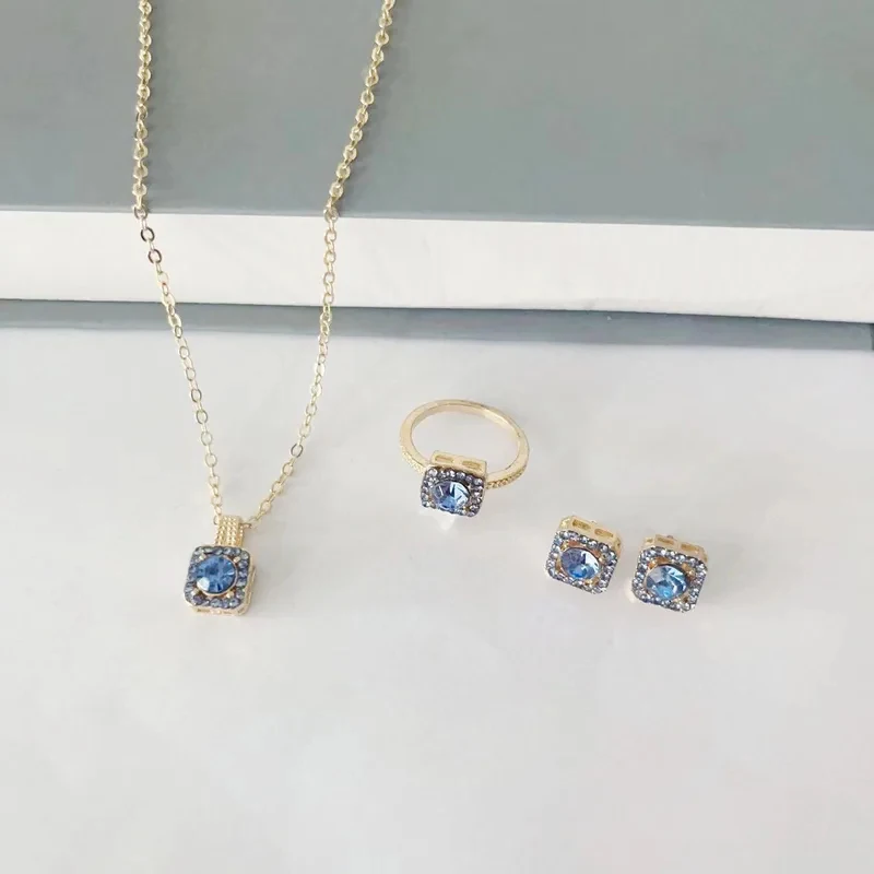 1 Set Premium Cube Jewelry Ensemble, Elegant Necklace, Earrings & Ring Set for Women, Ideal Valentine\'s Day and Christmas Presen
