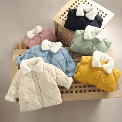 2022 New Winter Children's Warm Cotton Jackets Girls Clothes Kids & Babies Rabbit Fur Collar Coats Korean Style Girls Out Wears