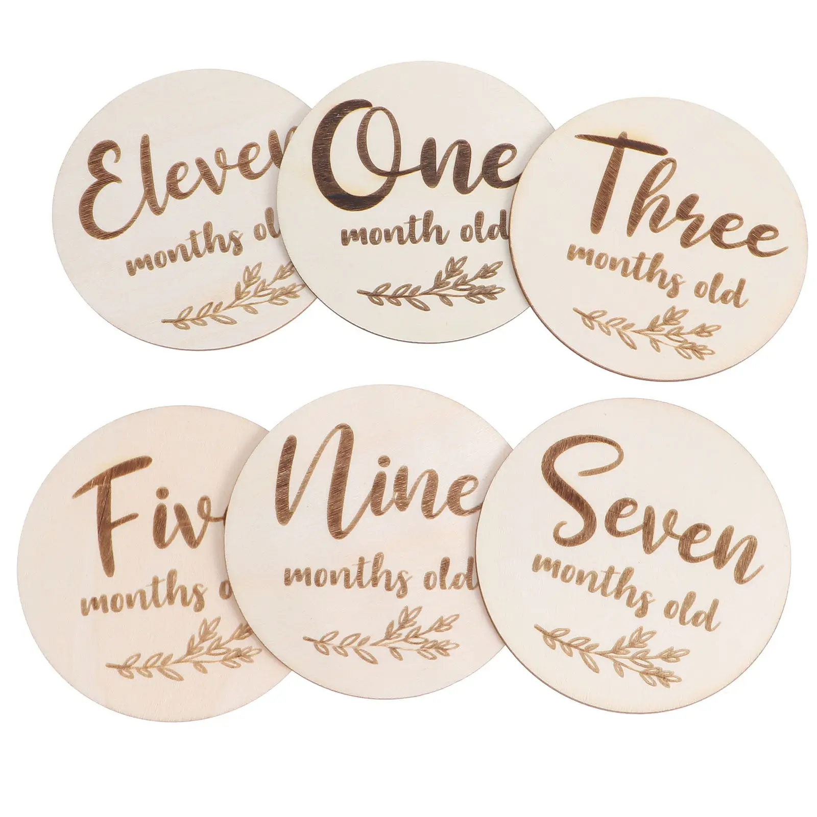 Wooden Baby Milestone Cards Set – 6pcs Eco-Friendly Monthly Age Photo Props for Newborn Growth Tracking & Memory Keepsakes