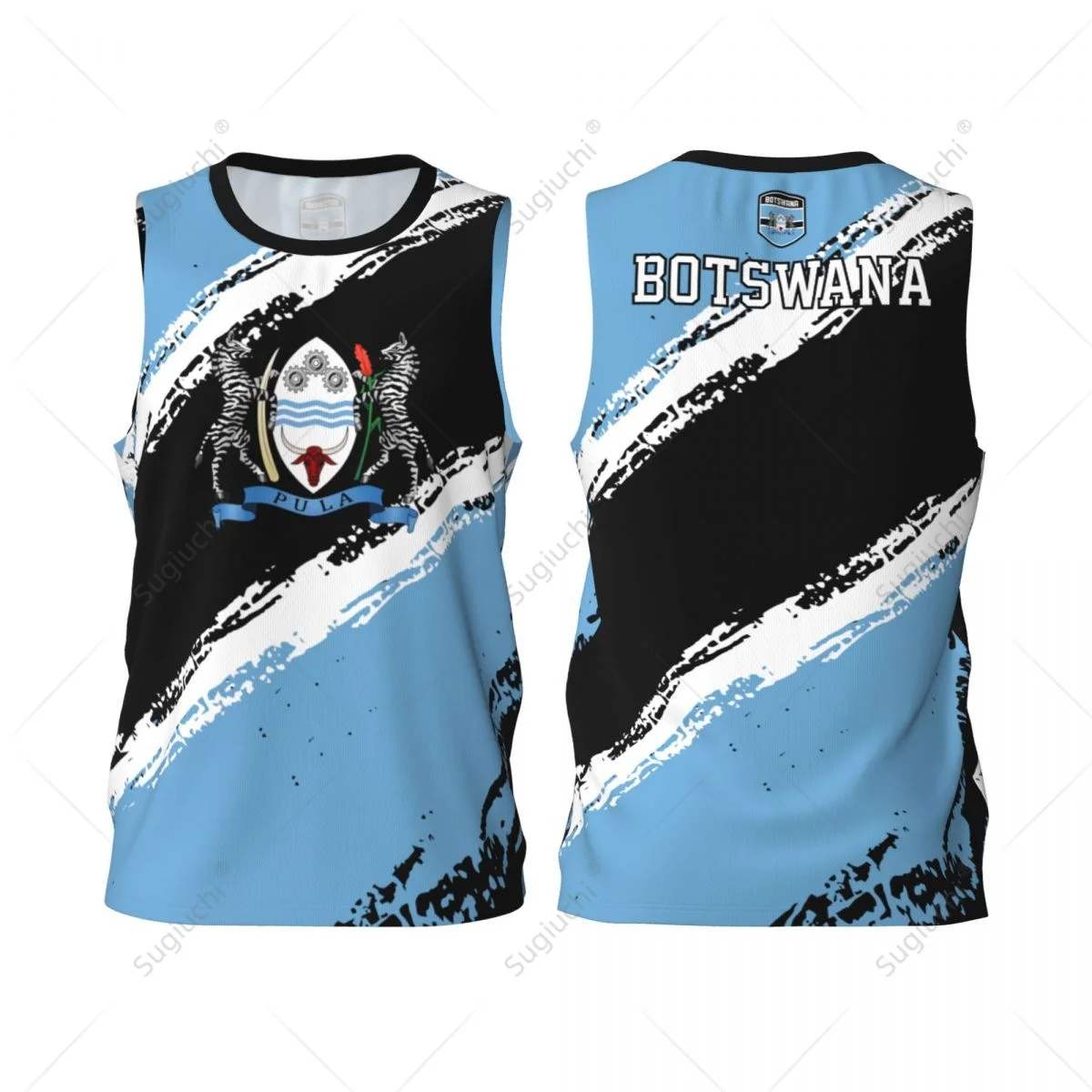 

Men Basketball Sports Botswana Flag Running Fitness Multifunction Jersey Sleeveless shirt Custom Name Nunber Exclusive