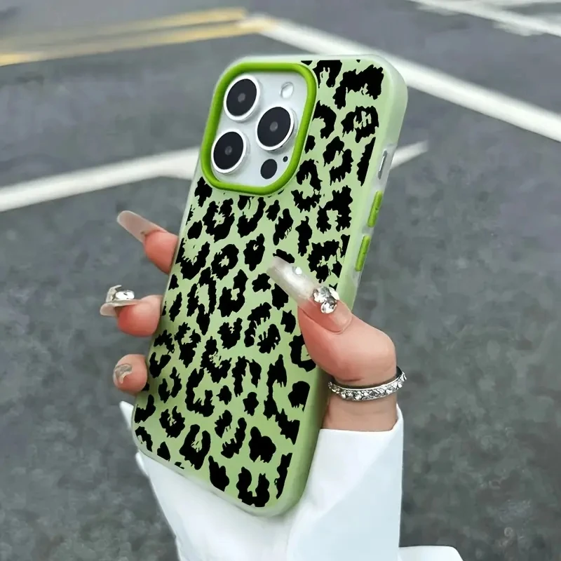 Spotted Black Leopard Print Jelly Color Phone Case for iPhone 17 Pro Max 16 15 14 13 12 11 Pro Max Plus 17Air Bumper Cover view 4